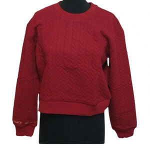 Laila Ali Burgundy Cable Knit Sweater Sweatshirt w/ Gold Letters Signature NEW